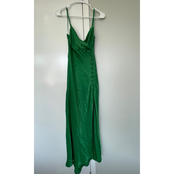 Zara Green Silk MIDI Dress With Slit NWT - Picture 5 of 7